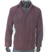 Reveal Wine/Black Men's L/Sleeve Shirt Wt Large Stripe Sz XL/2XL